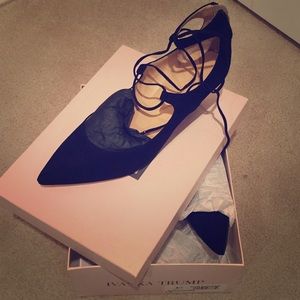 Ivanka Trump suede lace up wedges